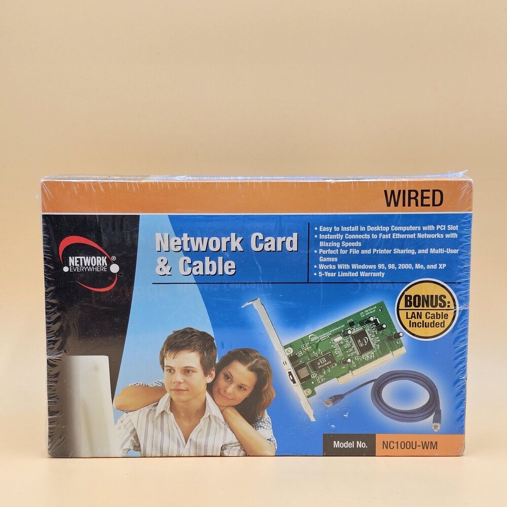 Network Everywhere Wired Network Card And Cable Model NC100U-WM New SEALED
